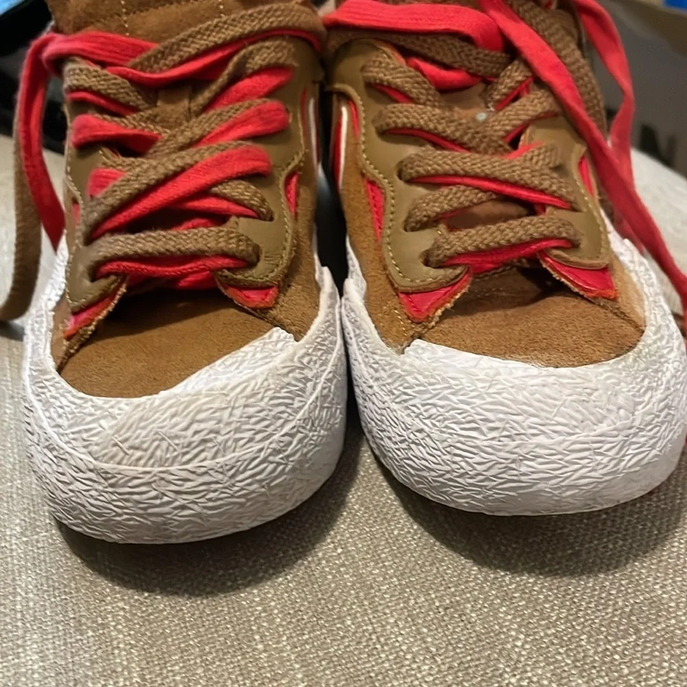 Nike Sacai Blazer Sneakers Men Size 5 LowRider Brown Red - Picture 5 of 11